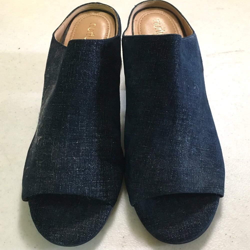 Nurture Preslea Heeled Denim Mules Slides Size 8.5 M